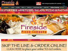 Tablet Screenshot of firesidepizza.com